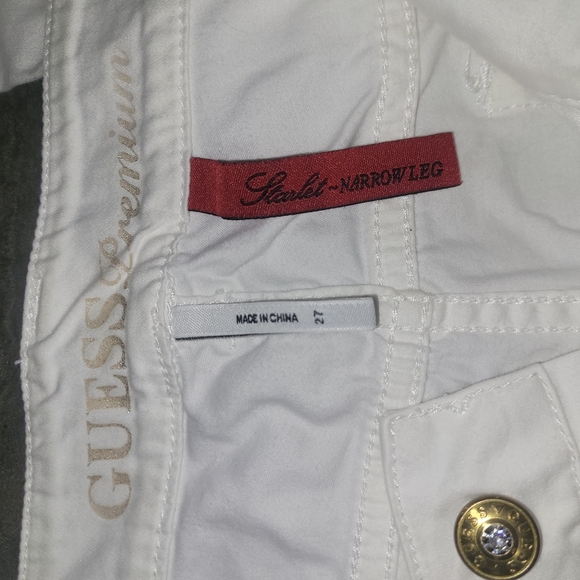 Guess Premium Starlet Narrow Leg White Pants 27 - Picture 3 of 5